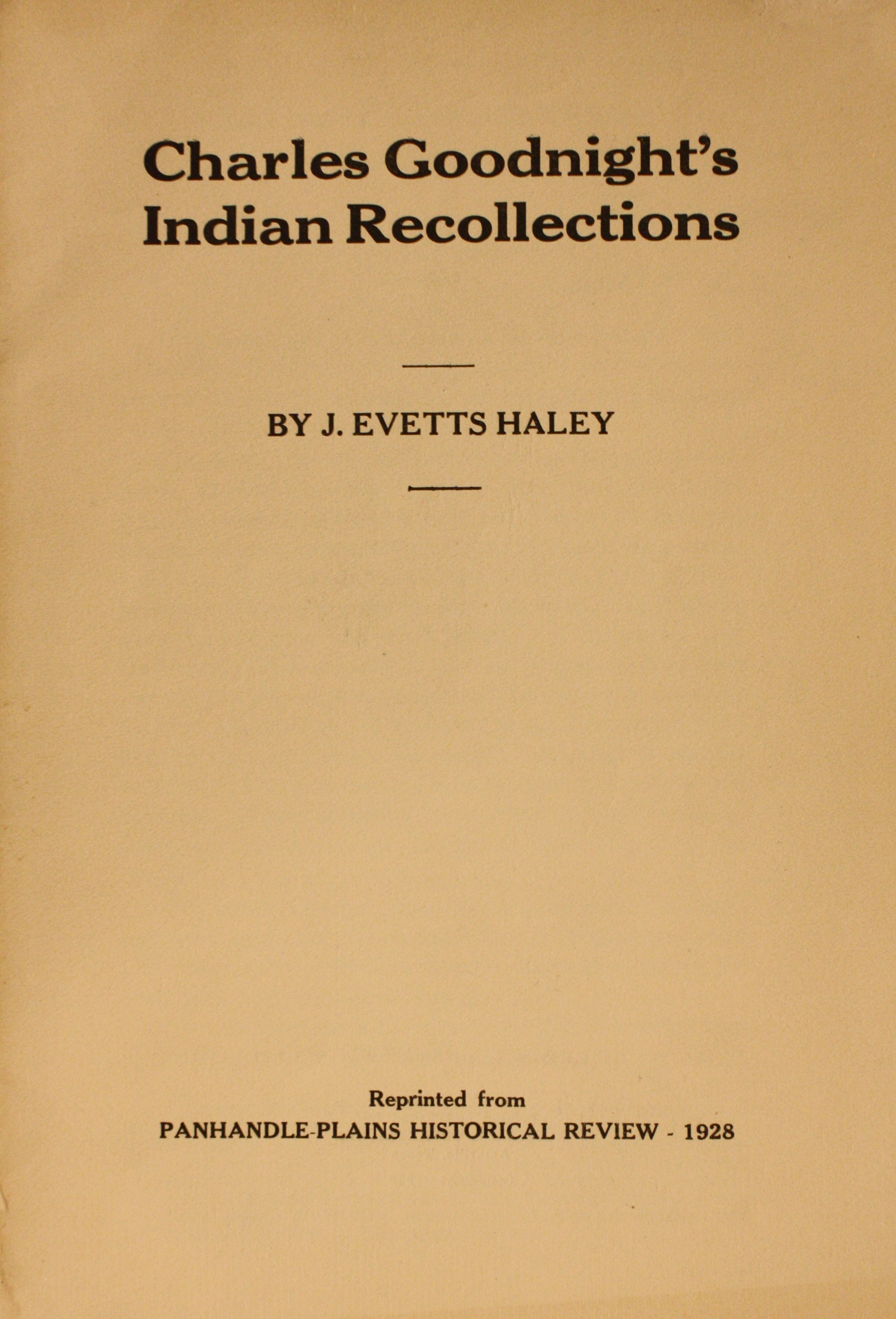 Image for Charles Goodnights Indian Recollections