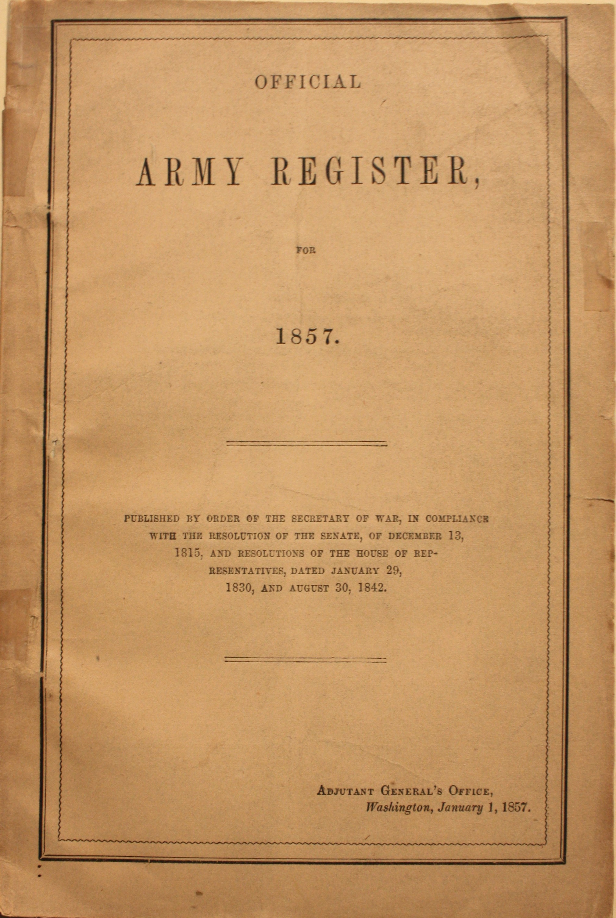 Official Army Register For 1857