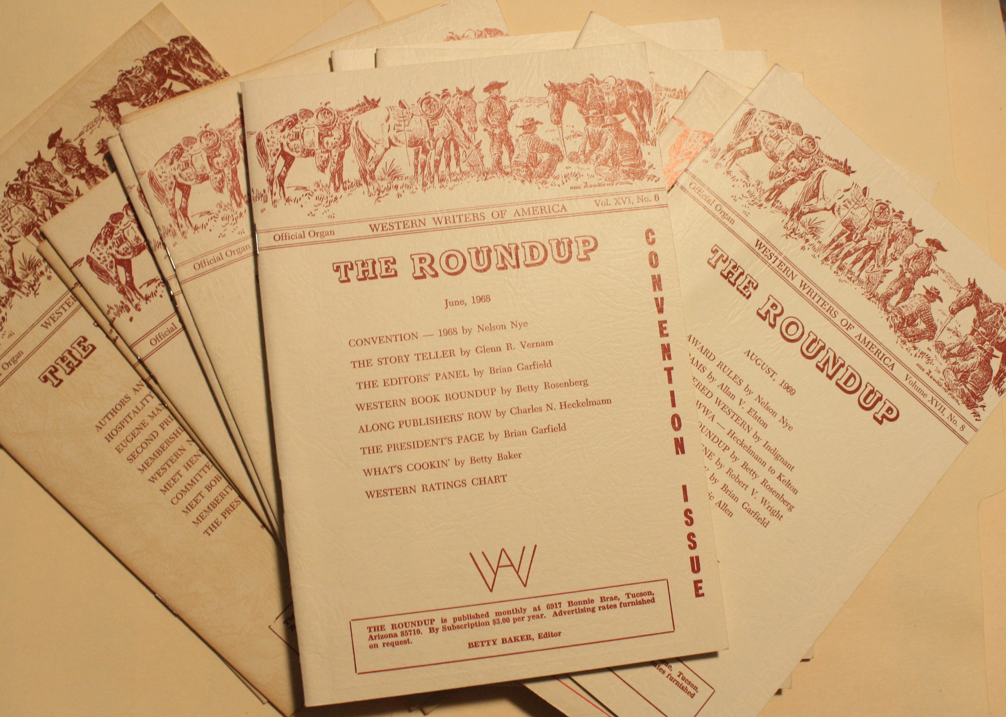 The Roundup Western Writers of America 15 issues, 1954-69
