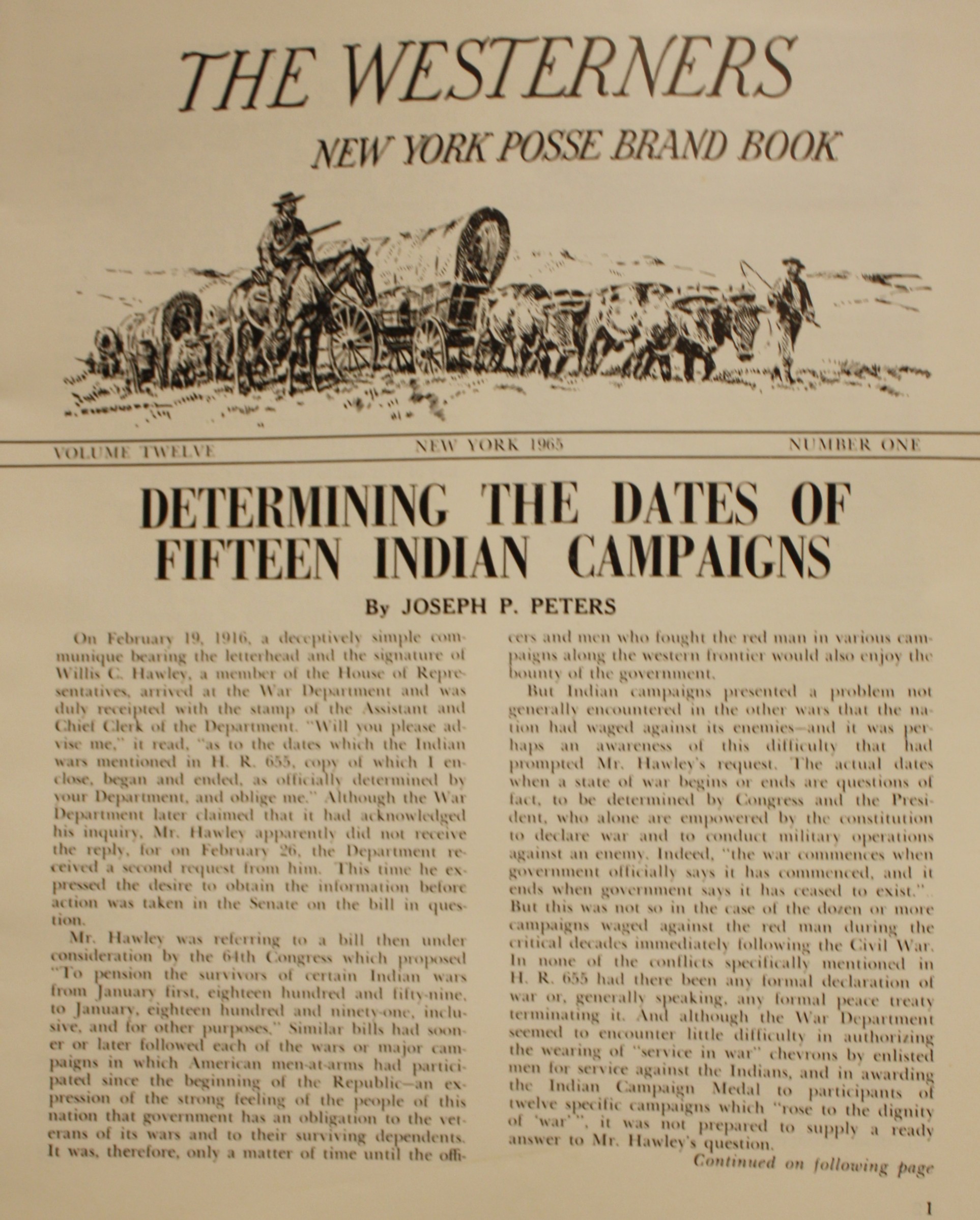 Determining The Dates Of Fifteen Indian Campaigns as contained in The Westerners New York Posse Brand Book